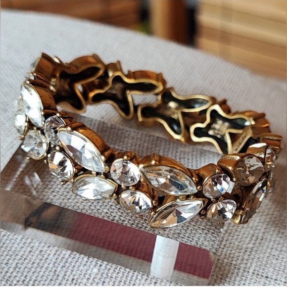 J. Crew Thin Navette Marquis Teardrop Crystal Clear Stones Statement Necklace - Picture 16 of 16